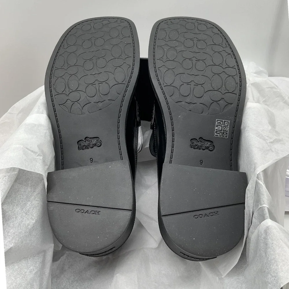 Coach Leah Loafer Black Glazed Leather Signature C Hardware CCH83 Womens 9B